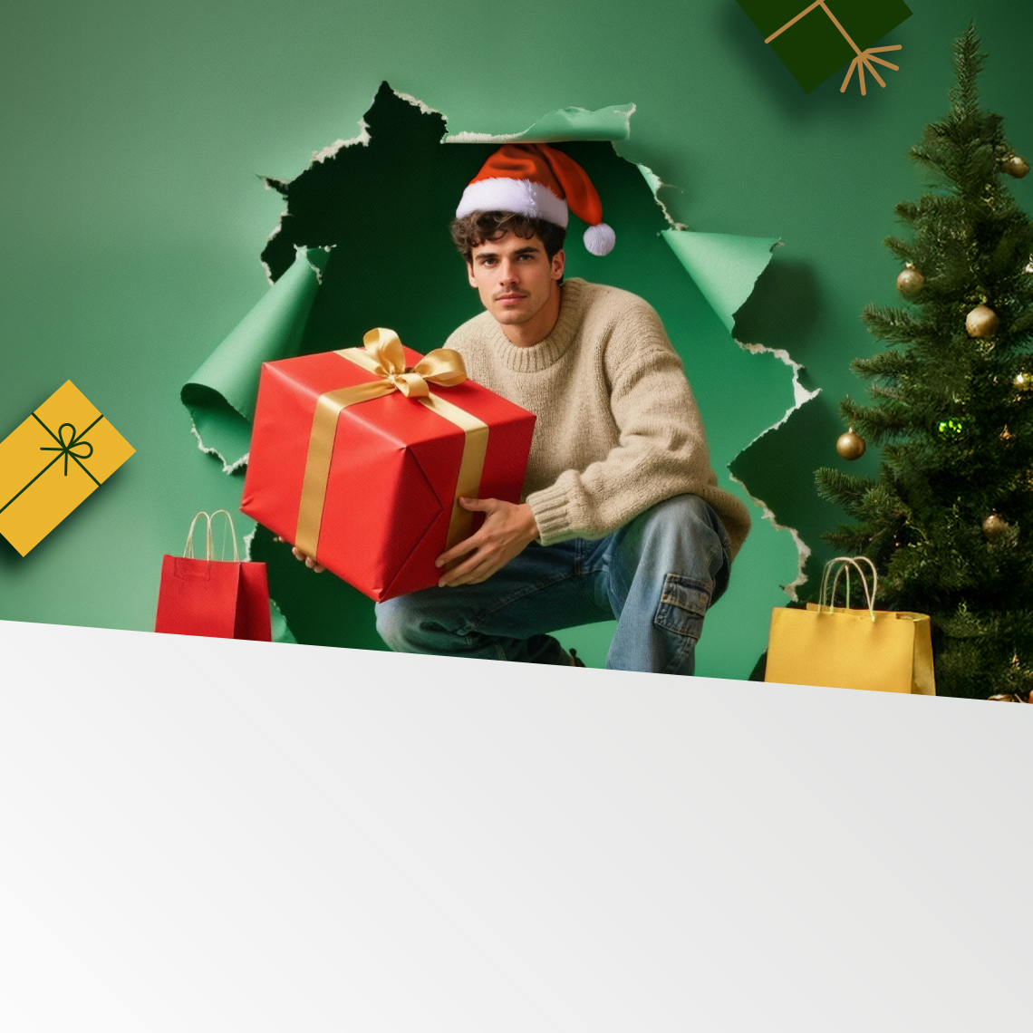 chłopak z prezentami