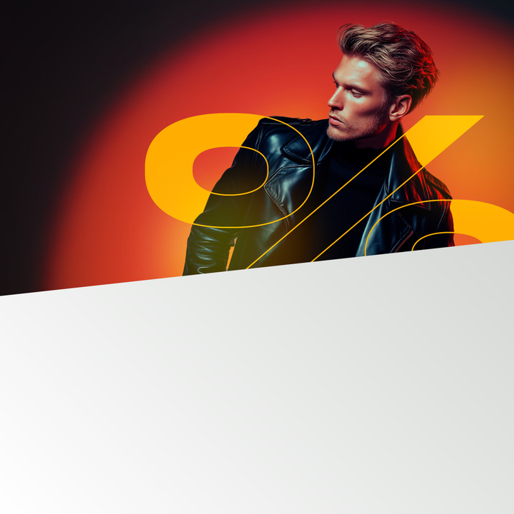 man in black looking left