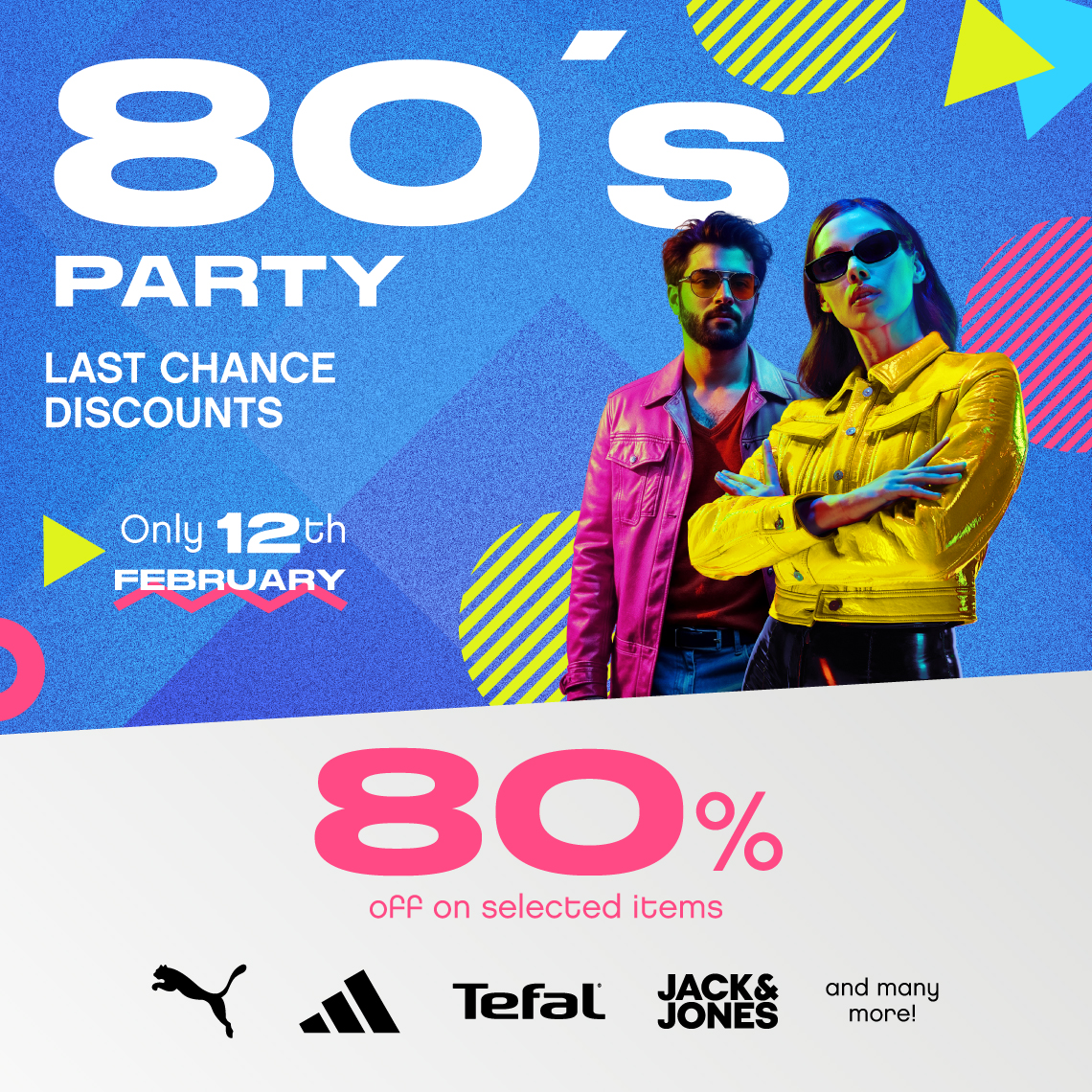 a man and a woman in neon outfits