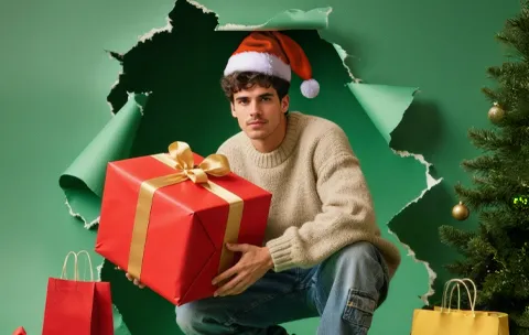 chłopak z prezentem